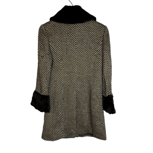 Grace Dane Lewis Vienna Wool Blend Faux Fur Trim Coat Size 6 Vanilla Latte Multi - Picture 9 of 11